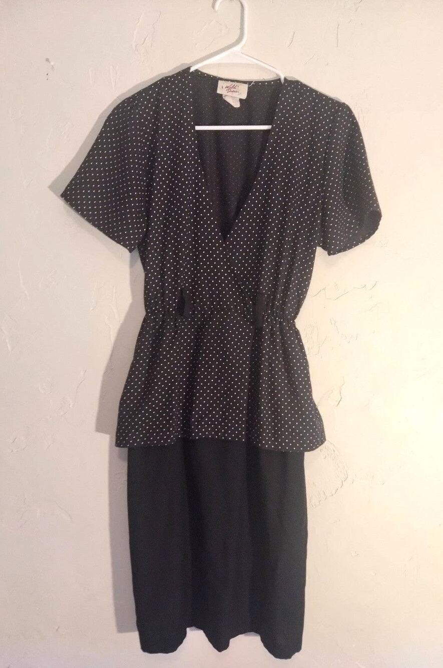 Vintage 80s Peplum Secretary Dress Size 3/4